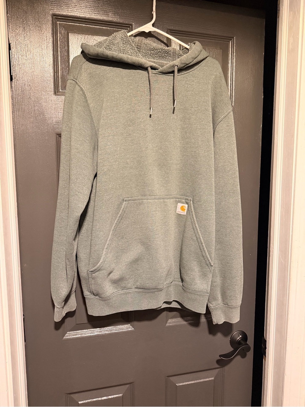 Carhartt Sage Green Pullover Hoodie with Sherpa-Lined Hood
